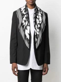 Alexander McQueen logo embroidered silk scarf