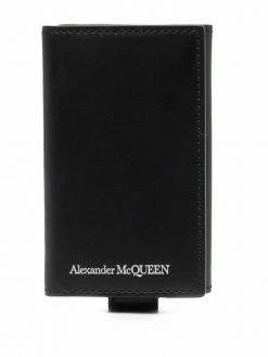 Alexander McQueen engraved-logo key wallet