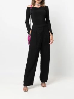 Alexander McQueen logo-embroidered high-waisted trousers