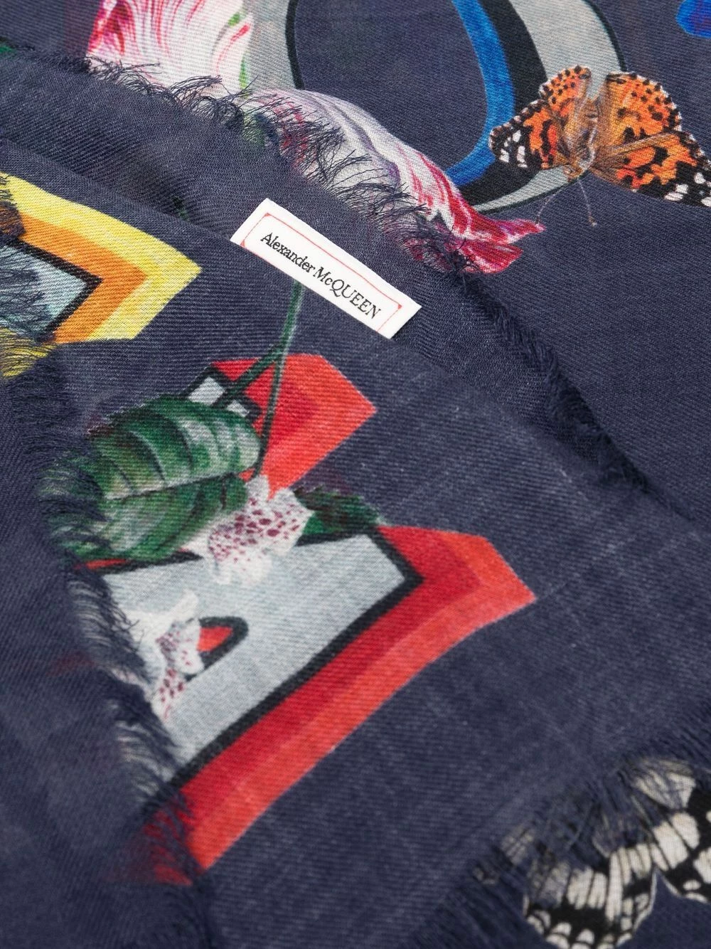 Alexander McQueen Floral logo letter scarf 3 Alexander McQueen floral logo letter scarf