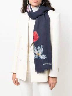 Alexander McQueen floral logo letter scarf