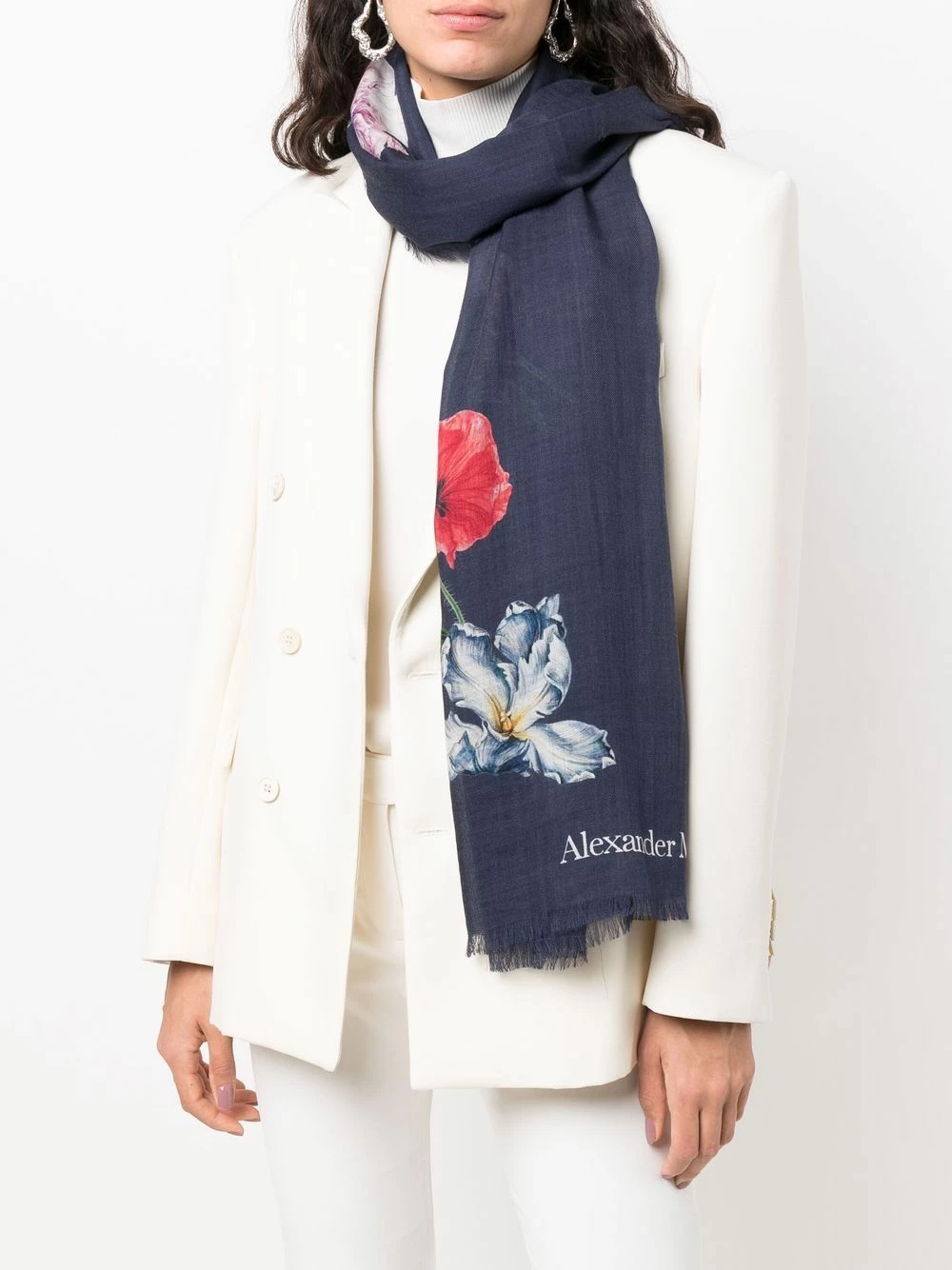 Alexander McQueen Floral logo letter scarf 2 Alexander McQueen floral logo letter scarf