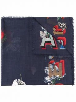 Alexander McQueen floral logo letter scarf