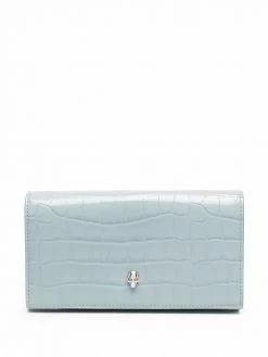 Alexander McQueen Skull charm croc-effect wallet