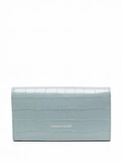 Alexander McQueen Skull charm croc-effect wallet