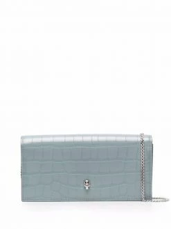 Alexander McQueen crocodile-effect skull-stud wallet