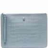 Alexander McQueen crocodile-effect skull-stud clutch bag