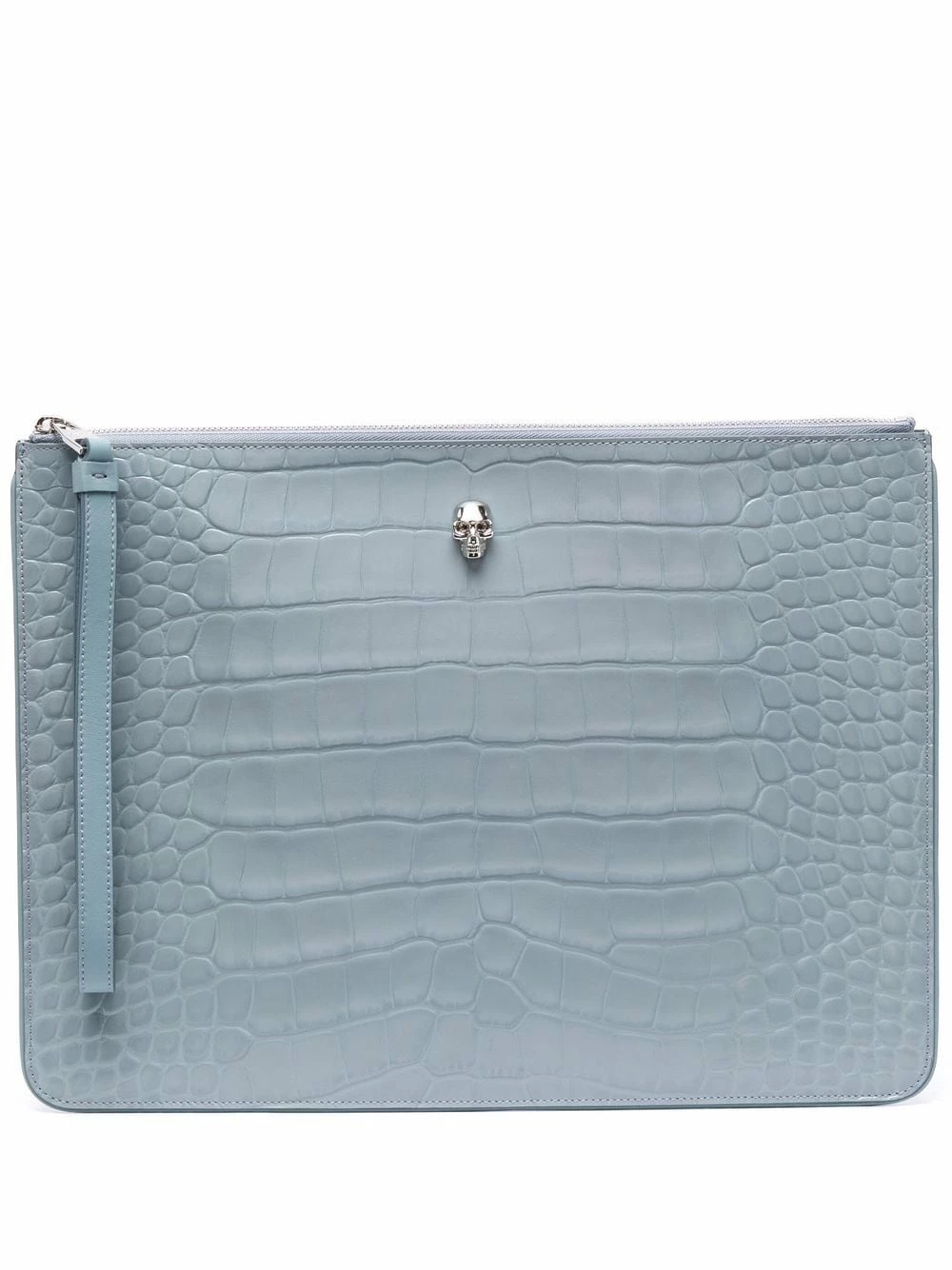 Alexander McQueen Crocodile effect skull stud clutch bag 1 Alexander McQueen crocodile-effect skull-stud clutch bag