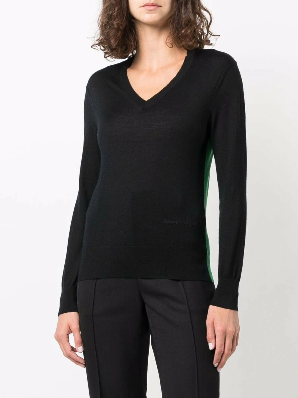 Alexander McQueen Colour block V neck knitted jumper 3 Alexander McQueen colour-block V-neck knitted jumper