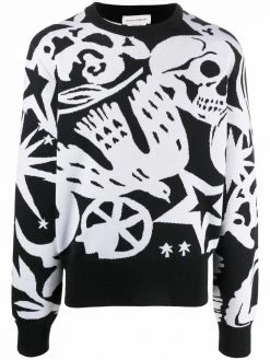 Alexander McQueen skull-intarsia jumper