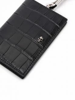 Alexander McQueen skull-plaque leather cardholder