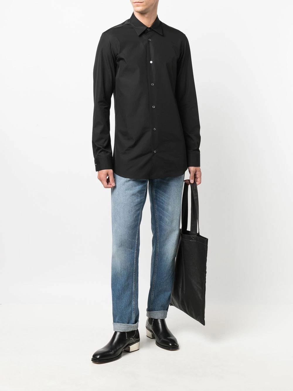 Alexander McQueen Logo patch long sleeve shirt 2 Alexander McQueen logo-patch long-sleeve shirt