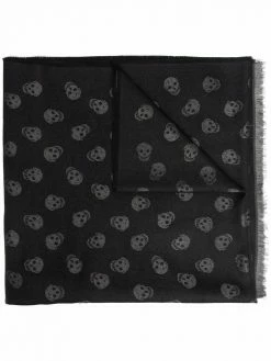 Alexander McQueen skull-print fringed scarf