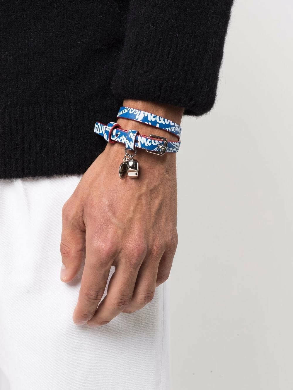 Alexander McQueen Graffiti leather wrap bracelet 2 Alexander McQueen Graffiti leather wrap bracelet