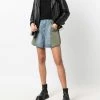 Alexander McQueen contrasting-panel high-waist denim shorts