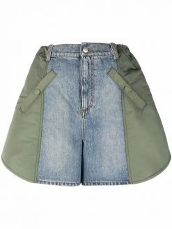 Alexander McQueen contrasting-panel high-waist denim shorts
