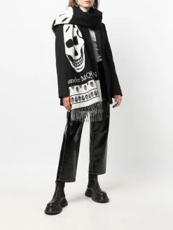 Alexander McQueen logo-print wool scarf