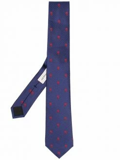 Alexander McQueen Skull embroidered silk tie