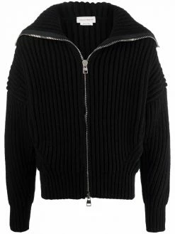 Alexander McQueen ribbed-knit zip-up jacket