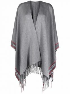 Alexander McQueen logo-trim knitted cape