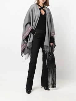 Alexander McQueen logo-trim knitted cape