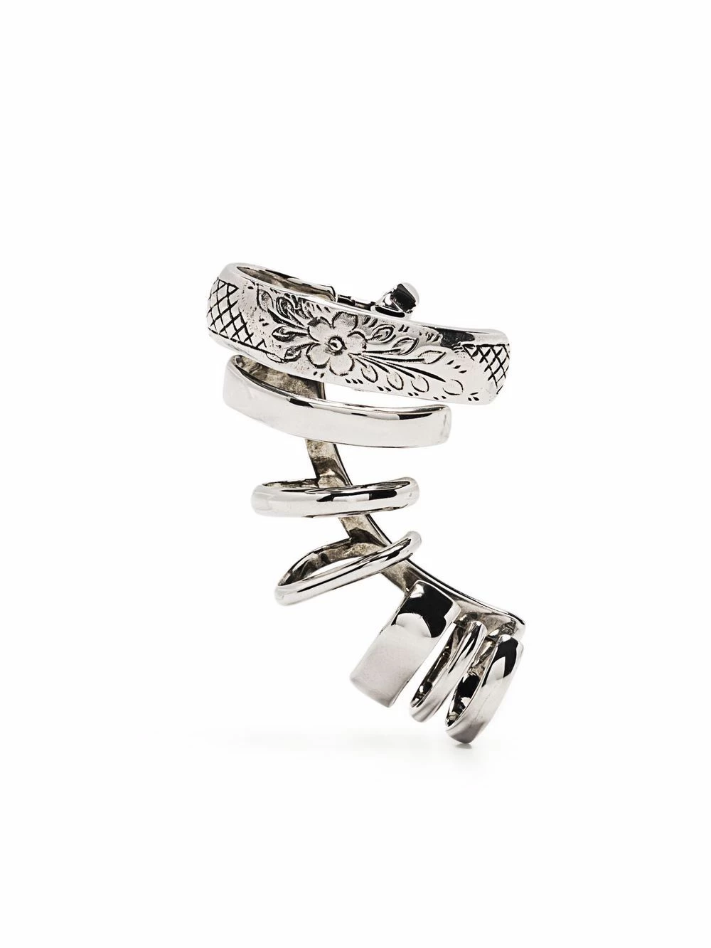 Alexander McQueen Punk floral engraved multi hoop ear cuff 1 Alexander McQueen Punk floral-engraved multi-hoop ear cuff
