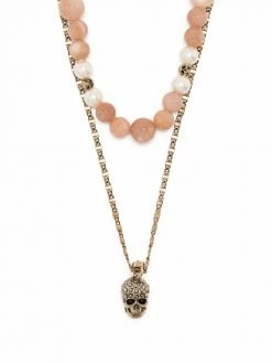 Alexander McQueen Skull charm beaded double necklace