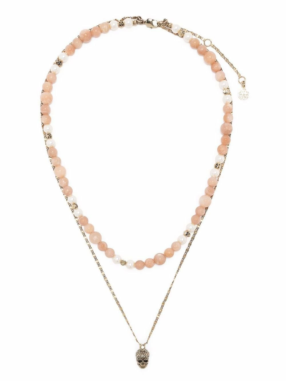 Alexander McQueen Skull charm beaded double necklace 3 Alexander McQueen Skull charm beaded double necklace