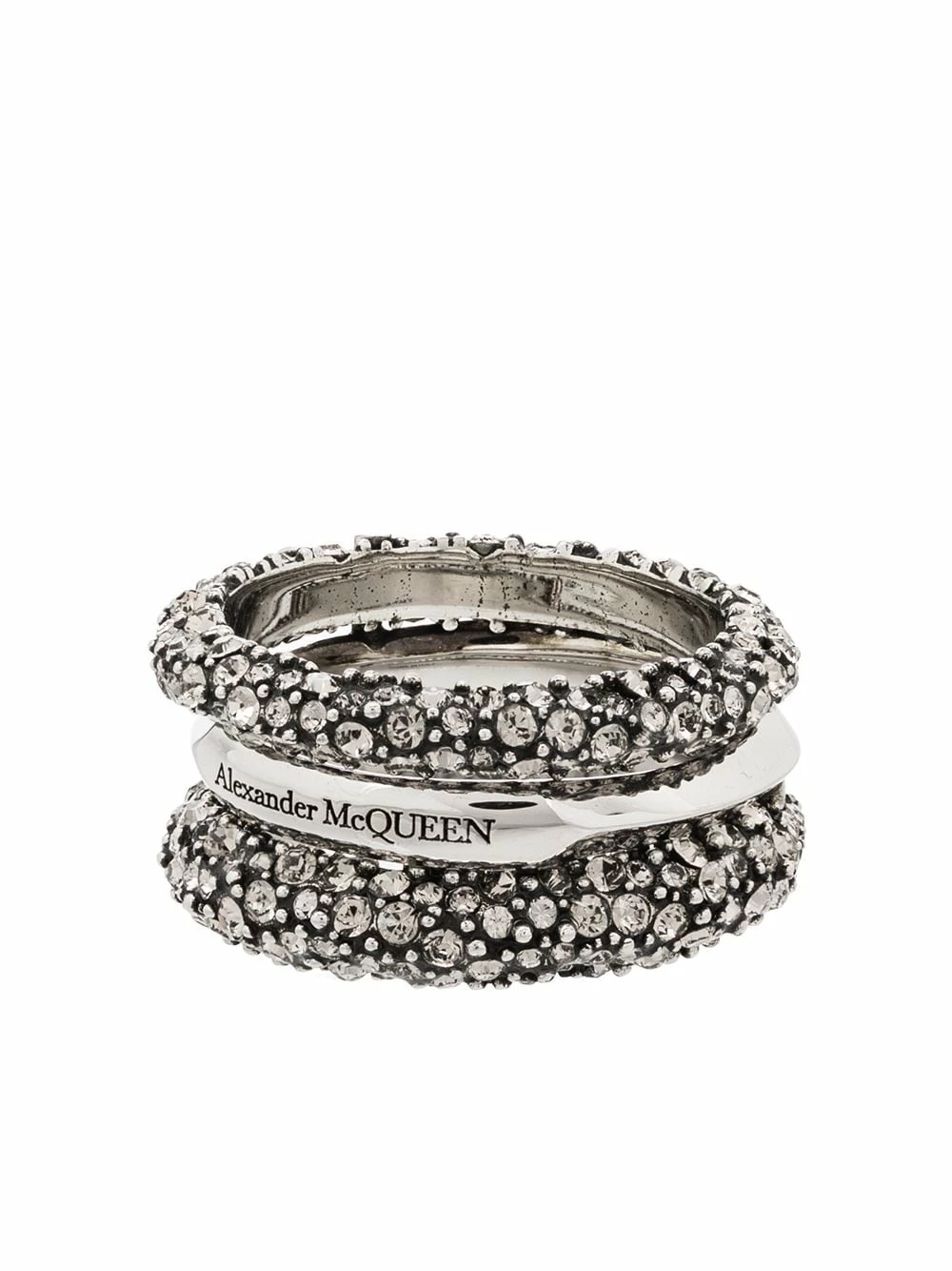 Alexander McQueen Set of three crystal embellished rings 1 Alexander McQueen set of three crystal-embellished rings