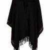 Alexander McQueen logo-trim tasseled poncho scarf