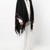 Alexander McQueen logo-trim tasseled poncho scarf
