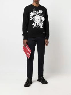 Alexander McQueen skull floral-print crew-neck sweatshirt