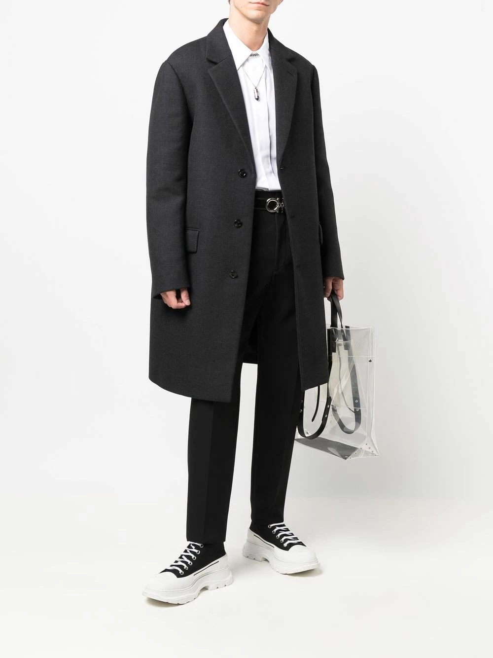 Alexander McQueen Single breasted button front coat 2 Alexander McQueen single-breasted button-front coat