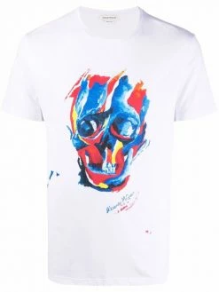 Alexander McQueen painterly skull-print short-sleeve T-shirt