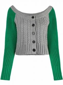 Alexander McQueen two-tone cable-knit cardigan