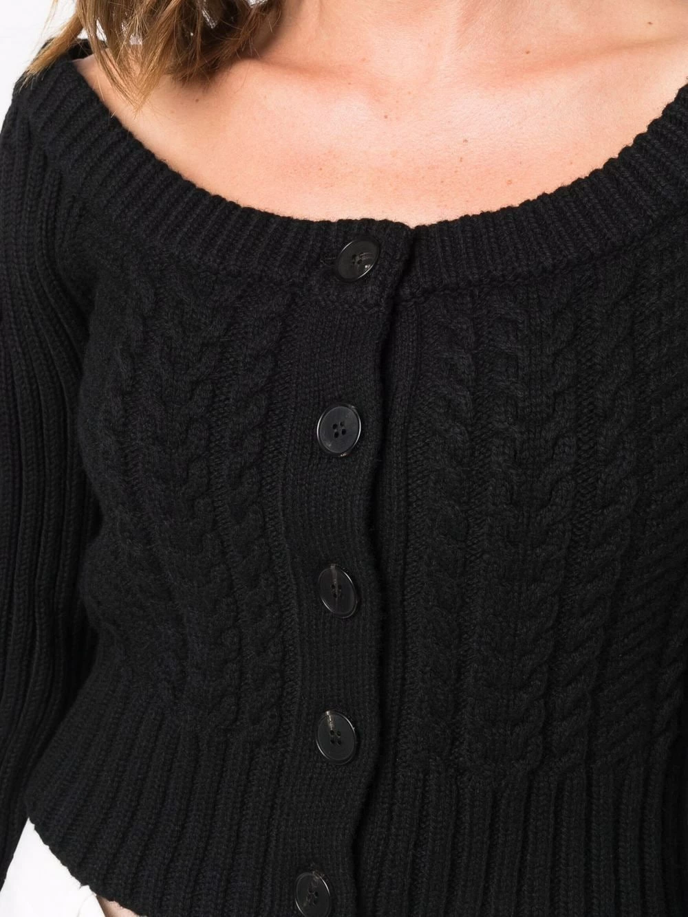 Alexander McQueen Off shoulder knit cardigan 5 Alexander McQueen off-shoulder knit cardigan
