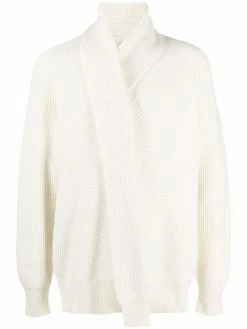 Alexander McQueen scarf-detail ribbed-knit jumper
