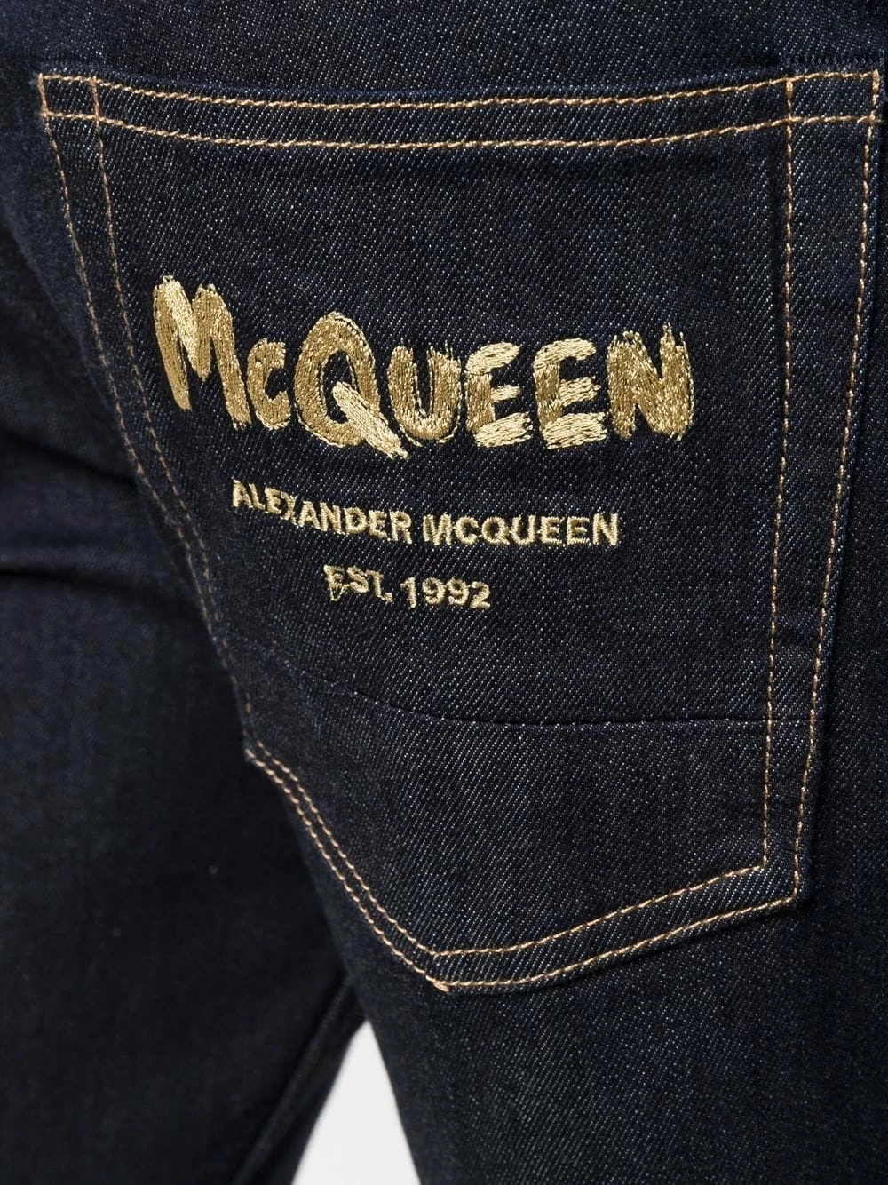 Alexander McQueen Logo embroidered slim fit jeans 5 Alexander McQueen logo-embroidered slim-fit jeans