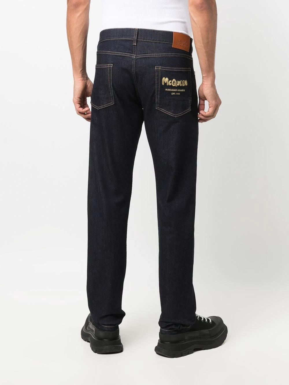 Alexander McQueen Logo embroidered slim fit jeans 4 Alexander McQueen logo-embroidered slim-fit jeans