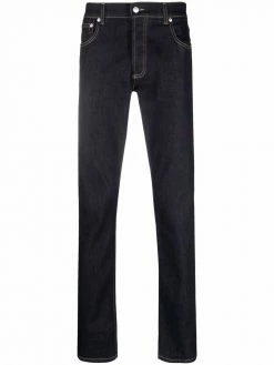 Alexander McQueen logo-embroidered slim-fit jeans
