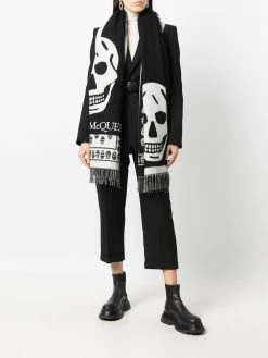 Alexander McQueen skull-print wool scarf