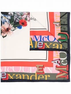 Alexander McQueen logo pattern floral scarf
