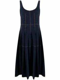 Alexander McQueen stitched detailing flared midi dress