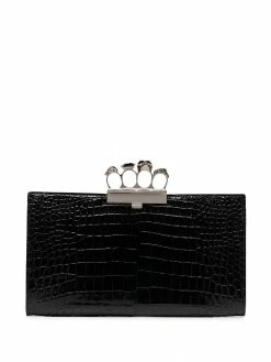 Alexander McQueen crocodile-embossed knuckleduster clutch