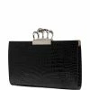 Alexander McQueen crocodile-embossed knuckleduster clutch