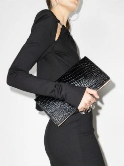 Alexander McQueen crocodile-embossed knuckleduster clutch