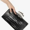 Alexander McQueen crocodile-embossed knuckleduster clutch