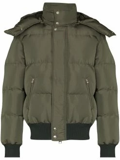Alexander McQueen logo-print hooded padded coat