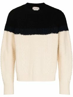 Alexander McQueen two-tone cable-knit jumper