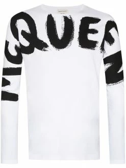 Alexander McQueen graffiti-logo long-sleeve T-shirt